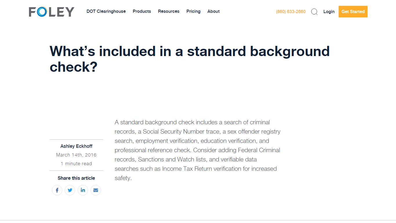 What’s included in a standard background check? | Foley