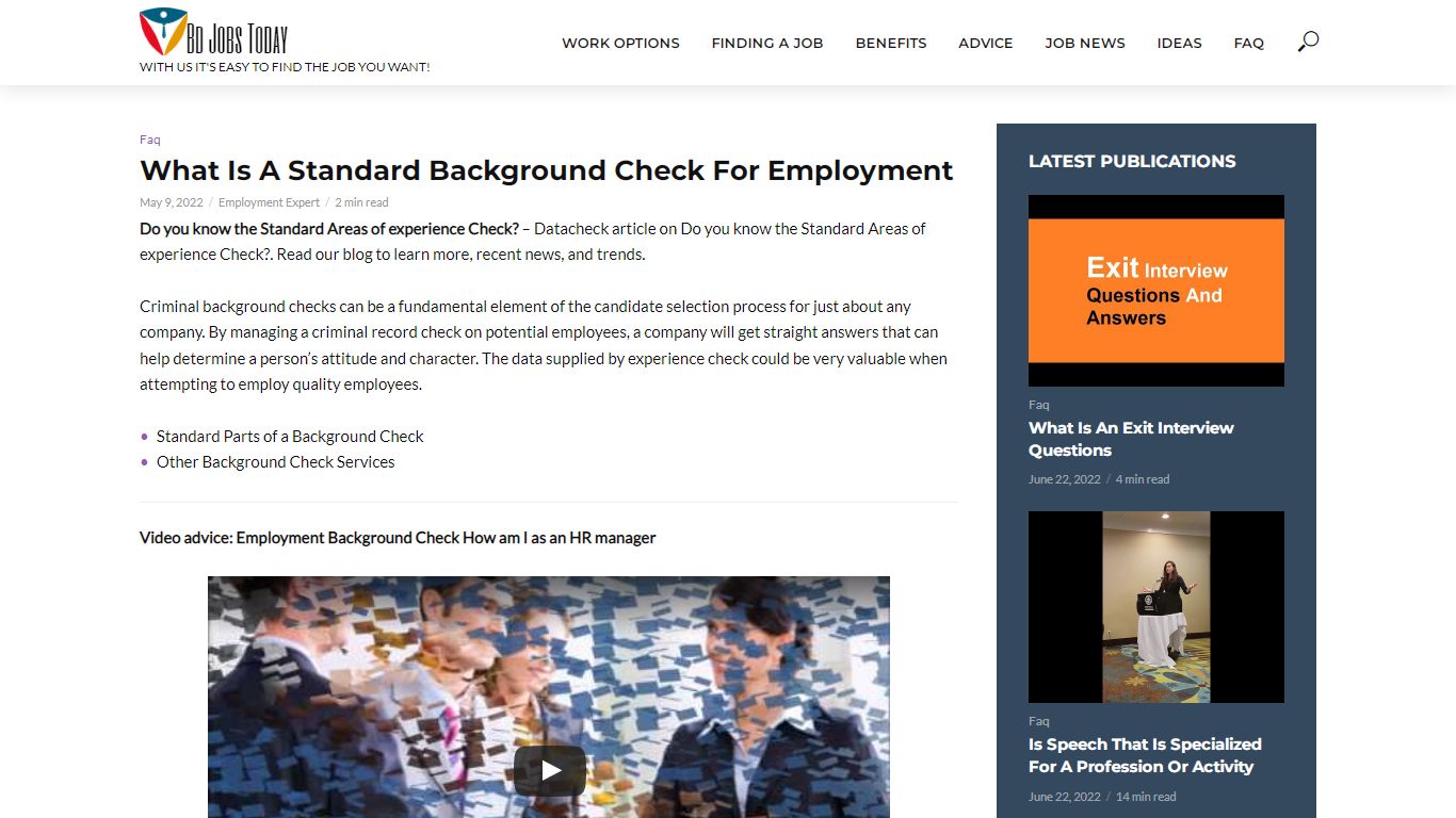 What Is A Standard Background Check For Employment